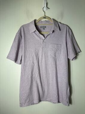 Mens Fish Hippie Co. Lavender White Stripe Short Sleeve Golf Shirt sz M